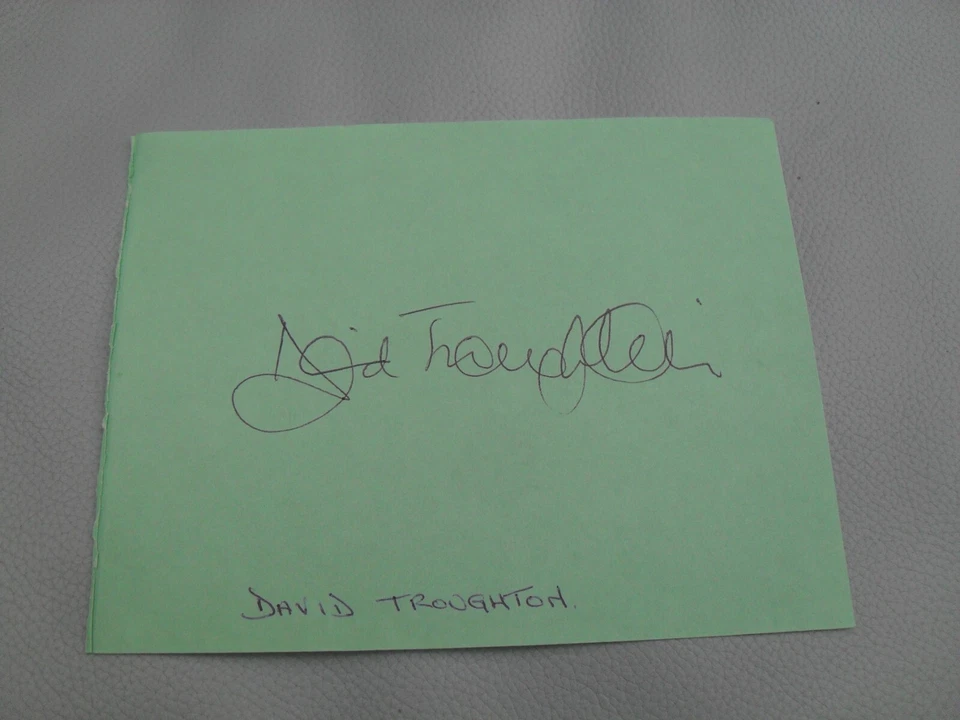 DAVID TROUGHTON AUTOGRAPH - signed autograph book page, Dr WHO, etc. - Image 1 of 1