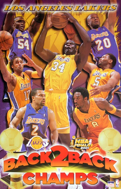 SPORTS POSTER WARHEHOUSE Los Angeles Lakers 2001 NBA Champions 22x34 POSTER Kobe Bryant, Shaq Fox Fisher