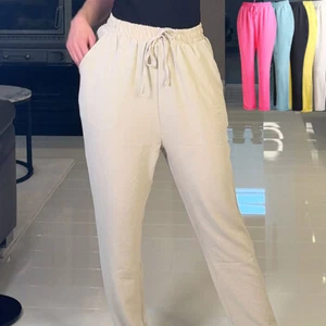 Damen Weite Stoffhose Hose Freizeithose luftig bequem Stretch High Waist Casual - Bild 1 von 18