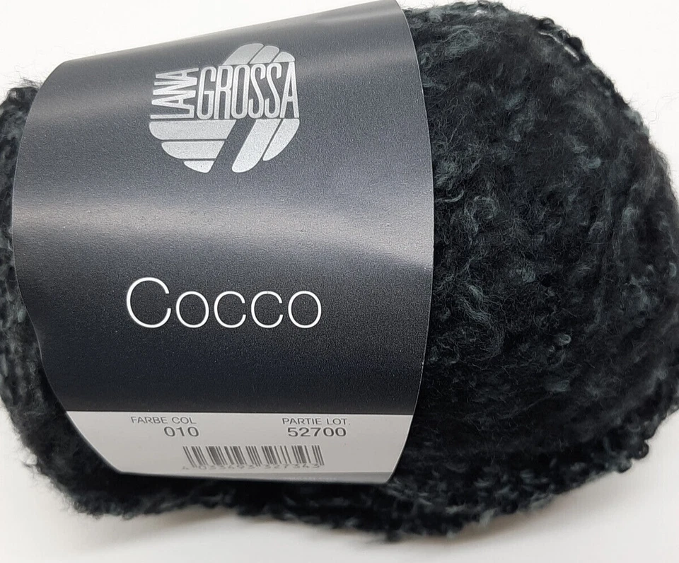 (139 €/kg):  50 g LG COCCO, Bouclècharakter, Fb. 010, schwarz #6601 - Bild 1 von 1