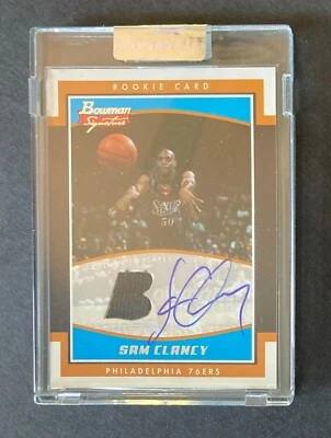 SAM CLANCY 2002-03 BOWMAN SIGNATURE UNCIRCULATED ROOKIE AUTO JERSEY-011924F - Image 1 of 2