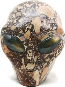 Incredibel XL HORNSTEIN Brekziierter massiver ALIENKOPF mit LABRADORIT Augen Skulptur - Bild 1 von 6