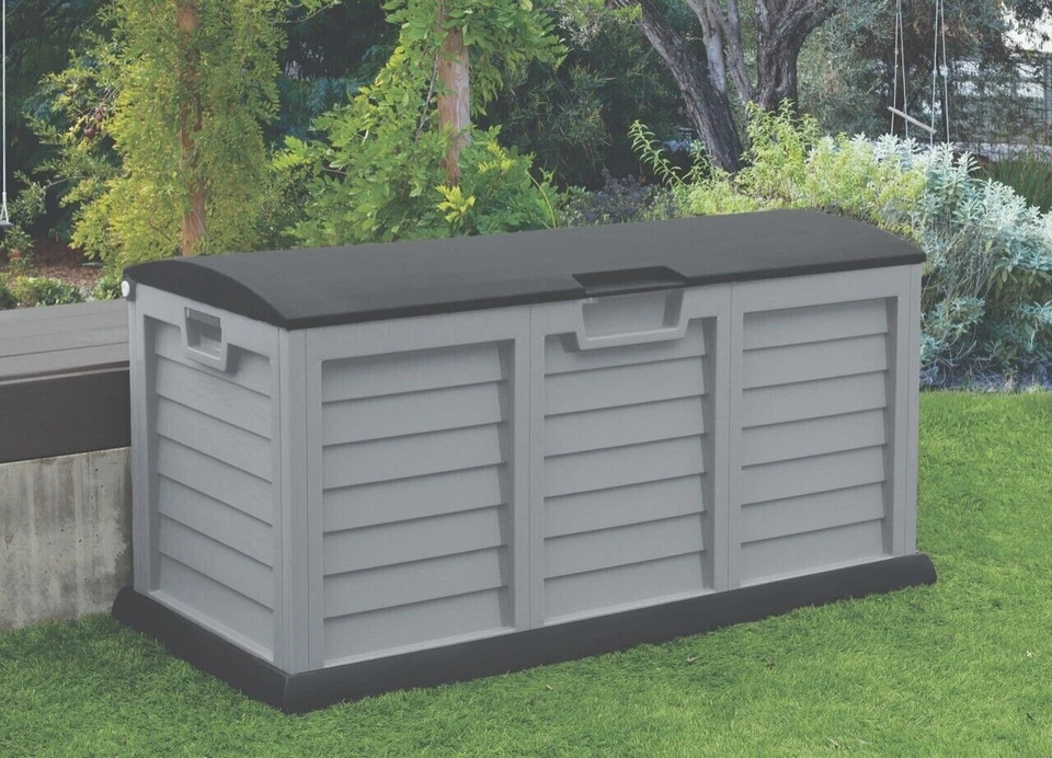 JUMBO XL  Grey Garden Storage Utility Cushion Box Shed Plastic Waterproof - Image 1 of 3
