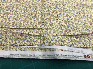 Andover Fabrics Concord Inc 4.5 yards Yellow, Blue Flowers, Quilters Cotton - Picture 1 of 5