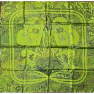 Hermes Scarf BRIDES de GALA en FINESSE 90 cm Silk horse green Carre 35" - Picture 1 of 2