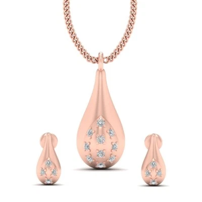 Juego de pendientes colgantes lágrima oro rosa en forma de pera novia boda joyería regalo Foto 1 de 4