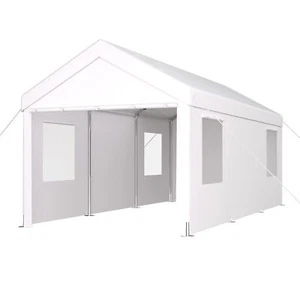 Carport 10' x 20' Portable Garage Heavy Duty Car Port Canopy 2 Roll-up Doors & 4 - Picture 1 of 24
