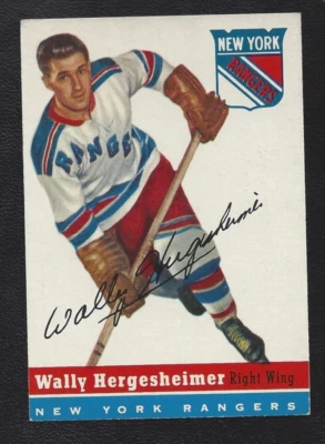 1954 Topps #22 Wally Hergesheimer Vintage New York Rangers NHL Hockey 1954-55 - Image 1 of 2