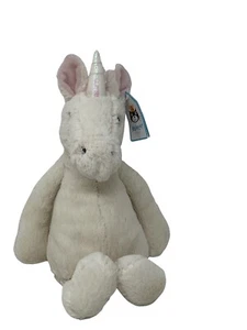 Bolsa de frijoles Jellycat Bashful Unicorn 12" blanco rosa peluche suave - Imagen 1 de 4