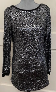 Free People silver sequin black dress Medium New No Tag NWOT BEAUTIFUL RARE HTF - Picture 1 of 10