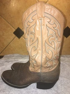 Larry Mahan Bullhide Leather Brown Cowboy Western Boots Sz 8.5 M FREE SHIPPING - Picture 1 of 6