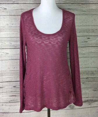 Top de mujer Altar'd State talla M rosa malva manga larga detalle de encaje transparente Foto 1 de 4