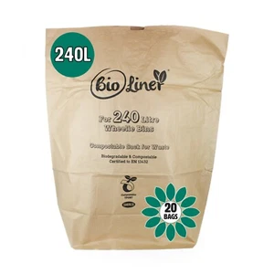 Paper Compostable Wheelie Bin Liner - Bioliner Ecosack 20x 240 L - Picture 1 of 1