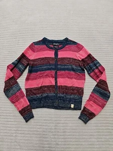 Lucky Brand Sweater Girls Youth Medium Striped Cardigan Gold Embellished - Picture 1 of 7