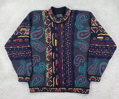 Vtg COOGI Australia 90s XL 3D Knit Multicolor & Textured Chunky Knit Sweater EUC - Image 1 of 4