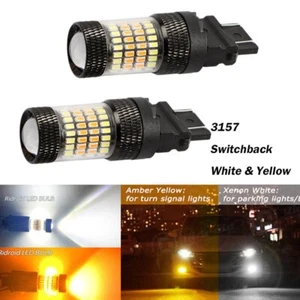 Super Duty White/Amber Turn Signal Light 3157 LED Bulbs for Ford F150 F250 F350 - Picture 1 of 23