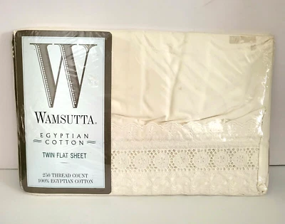Wamsutta 100% Egyptian Cotton Twin Flat Sheet 250 Thread Count Romantic - Image 1 of 4