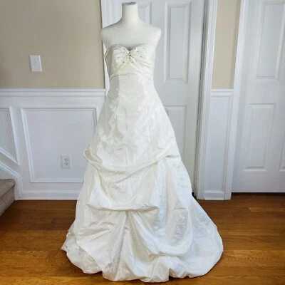 Precioso vestido de novia MORI LEE para mujer marfil champán sin tirantes con cuentas talla 10 Foto 1 de 4