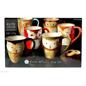 Gibson Owl City 6-teiliges handgefertigtes Keramiktassen-Set - Bild 1 von 1