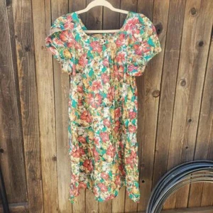 Vintage Hawaiian Flavor Large House Patio Floral Tropical  Muumuu Print Dress - Picture 1 of 3