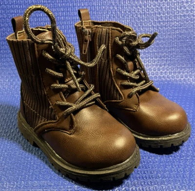 Botas de cuero Carter’s Canna marrón encaje brillante niño talla 7 ~ cremallera defectuosa Foto 1 de 4