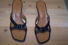 Vintage Banana Republic Penelope Womens 7 1/2M Black Leather Heel Slide Sandals