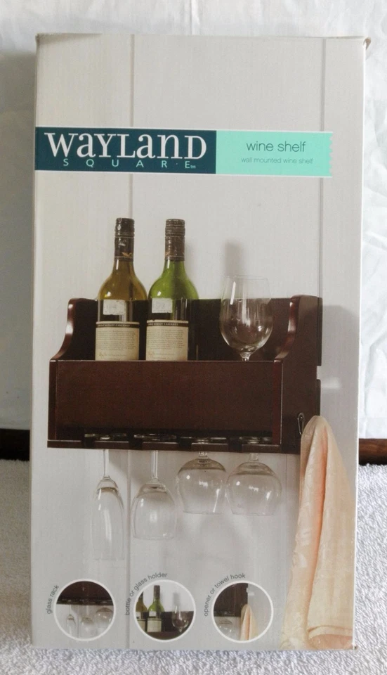 Novo Rack de Prateleira de Vinho Wayland Quadrado Montado na Parede Garrafa de Vidro Toalha Gancho - Imagem 1 de 2
