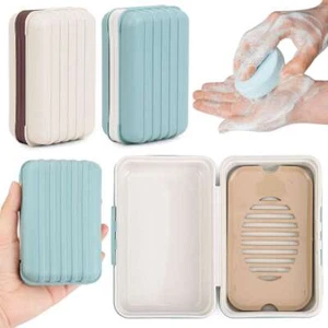 Soap Holder Box Self Draining Bar Soap Holder Case Travel Soap Container Dishes - Picture 1 of 14