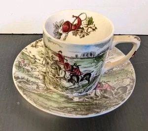 Johnson Brothers Tally Ho Demitasse Cup And Saucer Made In England Vintage - Picture 1 of 13