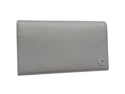 BVLGARI Cartera Hombre 288259 Gris Cuero Hombre Doble Plegable Cartera Larga Foto 1 de 4