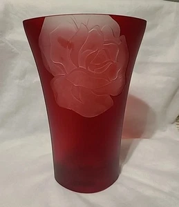 Mikasa 10" With Love Red Rose Crystal Flower Flair Vase - Picture 1 of 9