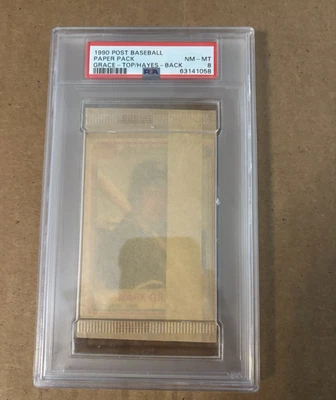 1990 Post Baseball Paper Pack Sealed Mark Grace Top PSA 8 POP 1 ZXAN - Image 1 of 2