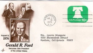 1974 WASH. DC GERALD FORD EINWEIHUNG COVER MIT ART CRAFT THERMOGRAPH CACHET - Bild 1 von 1