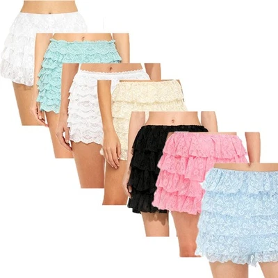 Womens Hot Pants Lace Underpants Lining Shorts Holiday Tiered Weekend Culottes - Image 1 of 4