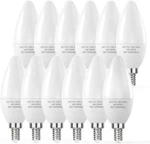 E12 LED Light Bulbs B11 Candelabra Bulbs 60W Equivalent, Non-Dimmable 6W LED Can - Picture 1 of 12