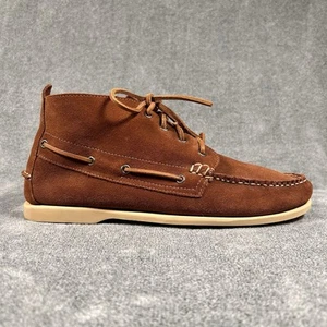 J.Crew Men's Suede Moc Toe Chukka Boat Shoes Brown Leather Size 12 BA031 - Picture 1 of 12