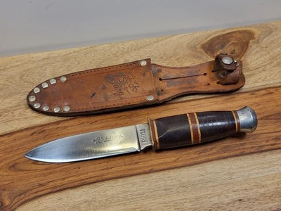 EARLY/VERY RARE PUMA (ZACK PANG) FIXED BLADE/LEATHER HANDLE SCOUT KNIFE W/SHEATH - Image 1 of 4