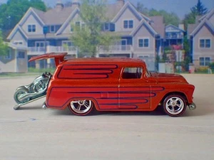 Chopper Hauler 1955 Chevrolet V8 Panel Delivey w/Slide out Cycle 1/64 Ltd Edit S - Bild 1 von 7