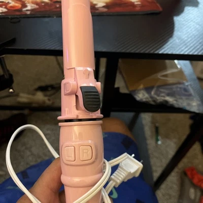 Rotating Adj Temp 1.25" Professional Curling Iron and Heat Protection Glove Pink - Image 1 of 3