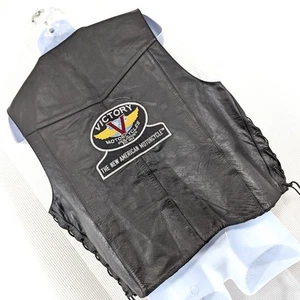VICTORY MOTORCYCLES/FRONTIER! LUXE LACED SIDE  BLACK GENUINE LEATHER VEST! SZ 50 - Bild 1 von 9