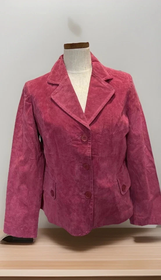 Винтажная кожаная замшевая женская куртка Newport News розовая замша размер 14 хорошее состояние б/у - Изображение 1 из 4