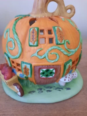 Partylite南瓜布贴小屋小蜡烛烛台 — 第 1/4 张图片