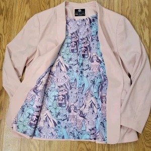 DC Comics Fun Suits Super Heros Women’s Pink Blazer Sport Coat Superman Size 24 - Picture 1 of 10