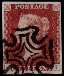 1841 1d Red Black Pl 8 LI 4m Crisp Black Maltese Cross Very Fine Cat. £240.00 - Picture 1 of 1