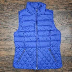 Talbots Women’s Medium Blue Full Zipper Vest Quilted Down Insulated Puffer - Picture 1 of 7