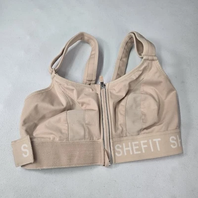 Sujetador deportivo Shefit para mujer beige 1 lujo beige tormenta de arena ajustable cierre frontal Foto 1 de 4