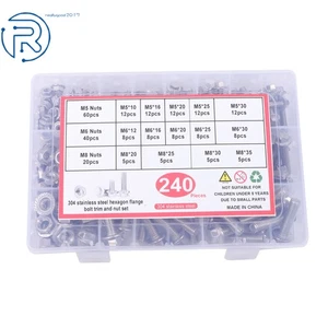 240Pack Flanged Bolts and Nuts Kit Stainless Metric M5 M6 M8 14 Most Common Size - Picture 1 of 6