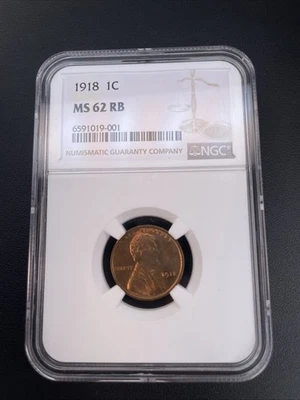 1918 Lincoln Wheat Cent NGC MS 62 RB UNC Uncirculated Red Brown - Image 1 of 4