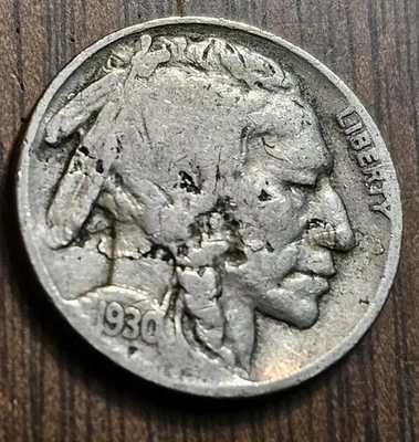 1930 Buffalo Nickel With Lamination Peels On Obverse And Reverse - Error Coin - Image 1 of 4