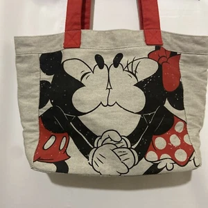 Disney Minnie And Mickey Kissing 2 Sided Design Canvas Tote Bag Shoulder Bag - Picture 1 of 10